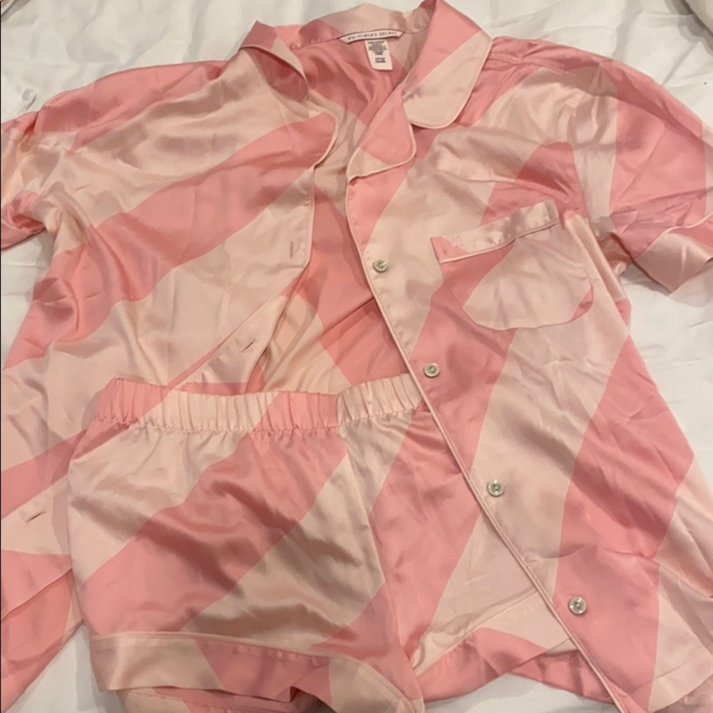 SATIN Victoria secret striped pajama set